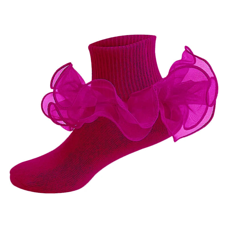 Large pleated lace socks 1Y to 9Y - More colours to choose