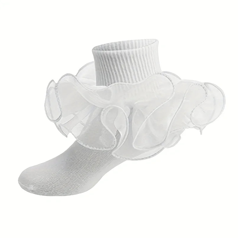 Large pleated lace socks 1Y to 9Y - More colours to choose