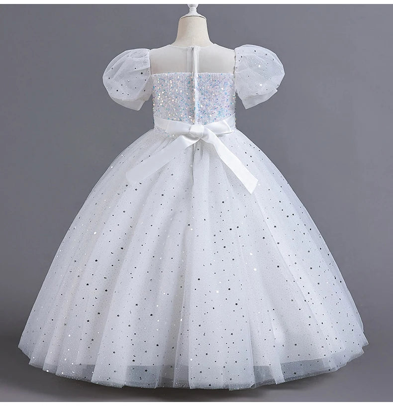 Sequin Bubble Sleeve Gown Party Dress 4Y to 12Y - More Colours to Choose