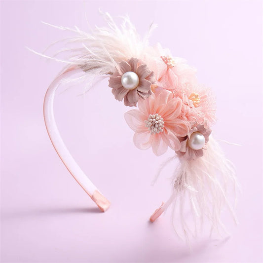 Flower Pearl Feather Headbands