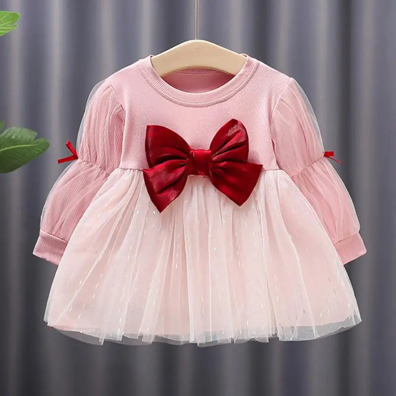 Pink Red-Bow Casual Dress 9M to 4Y