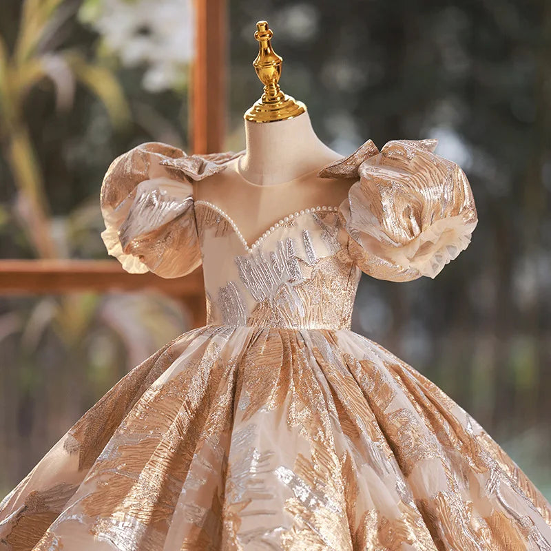 Silver-Gold Gown Party Dress 4Y to 14Y