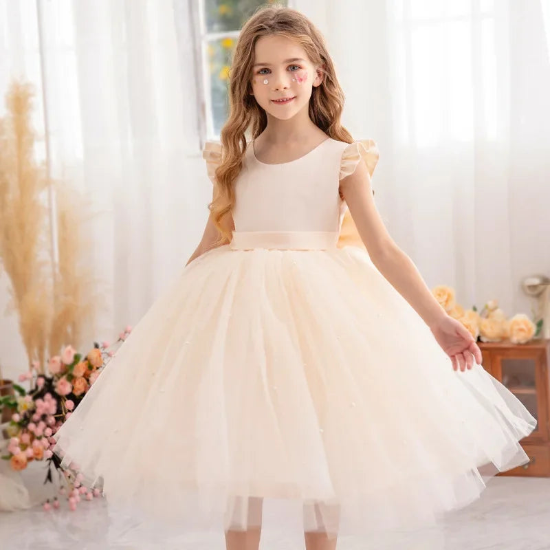 Tulle Bow Party Dress Backless 4Y to 6Y - More colours to choose