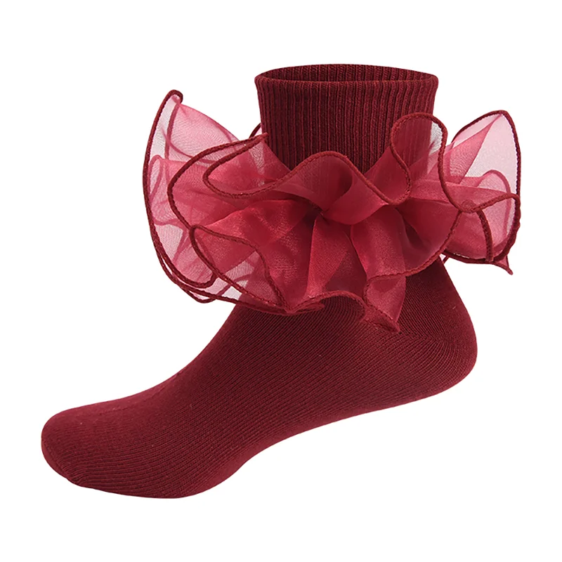 Large pleated lace socks 1Y to 9Y - More colours to choose
